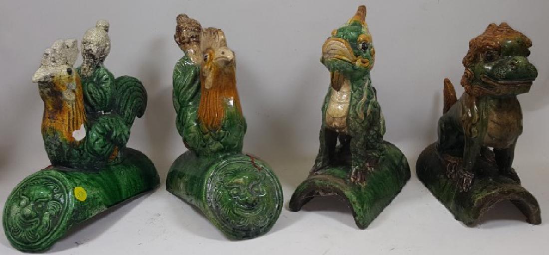 *4 CHINESE CERAMIC FIGURAL ROOF TILES (1 of 3)