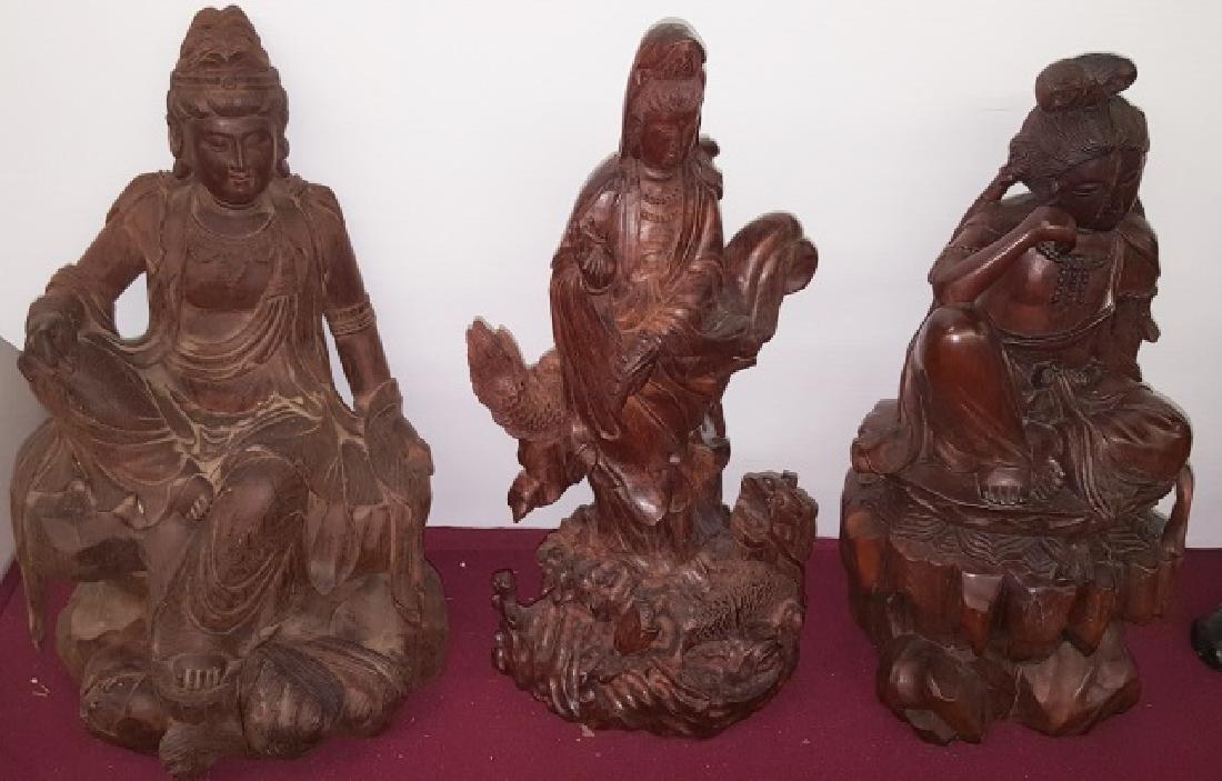 *3 CHINESE CARVED WOOD SCULPTURES (1 of 2)