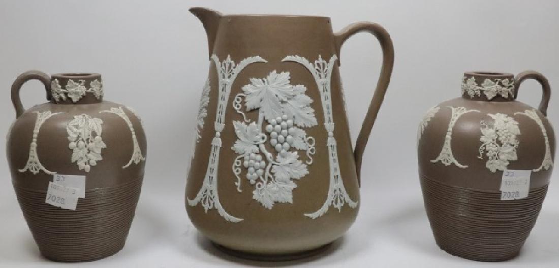 *3 PIECES OF BROWN JASPERWARE (1 of 18)