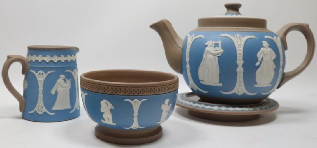 *4-PC ENGLISH DUDSON TRI-COLOR JASPERWARE TEA SET (1 of 2)