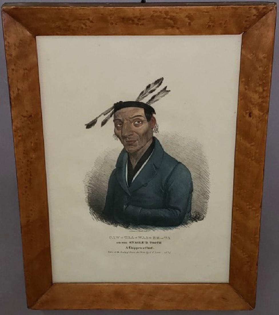 *LEHMAN AND DUVALL: "Caw Taa-Waa-Be-Ta", antique colored stone lithograph, published by J.O. Lewis, 1825, dated lower center in plate, approximate work size by sight 13 5/8" x 9 1/2", frame 16 1/2" x 12 1/2".