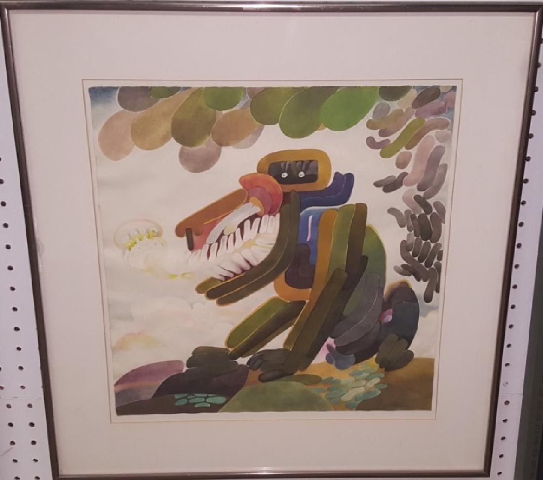 *ALTSCHULER, FRANZ: (1923-2009 American) "Barf (After Lunch)", framed watercolor, signed lower right, approximate work size 15" x 15", frame 22" x 22". Provenance: From the Estate of Franz Altschuler.