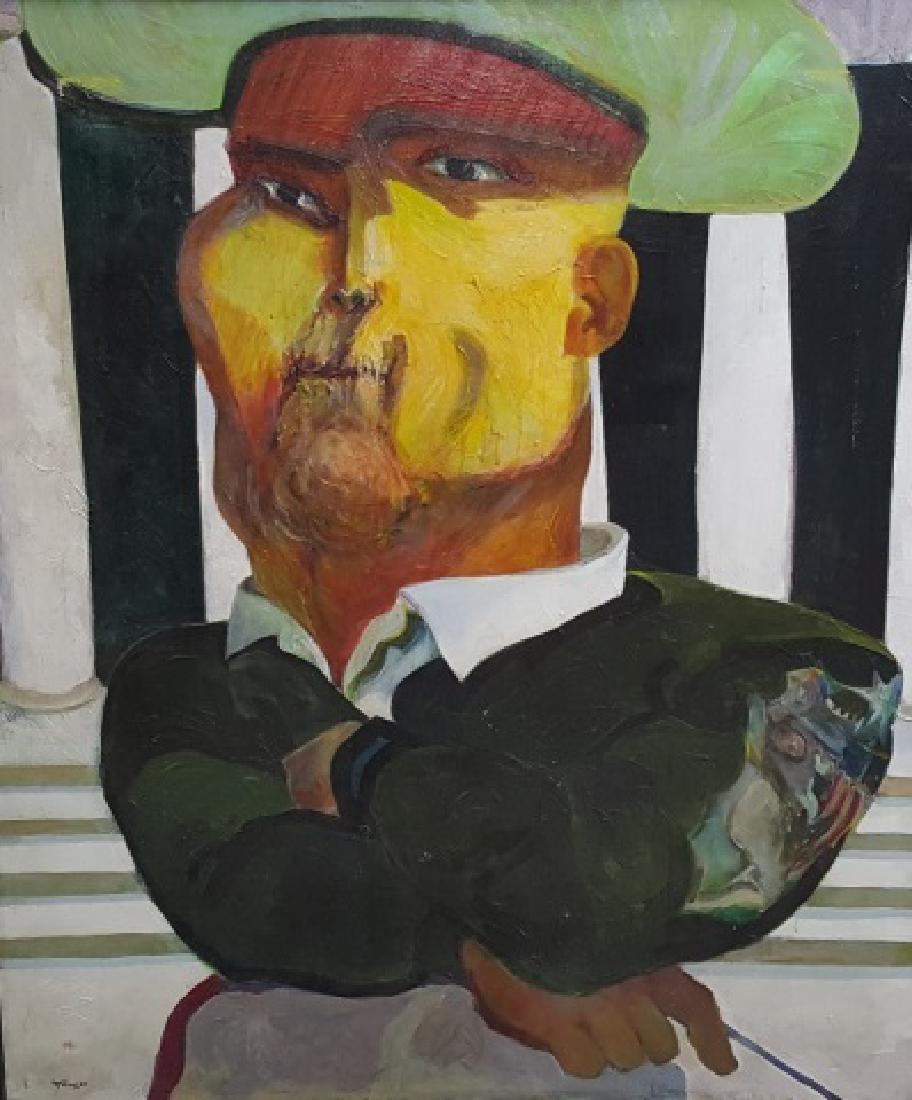 *ALTSCHULER, FRANZ: (1923-2009 American) "Giver of Balms", Portrait of man, framed acrylic on canvas, signed and dated 1965 lower left, approximate work size 48" x 40", frame 49" x 41". Provenance: From the Estate of Fra