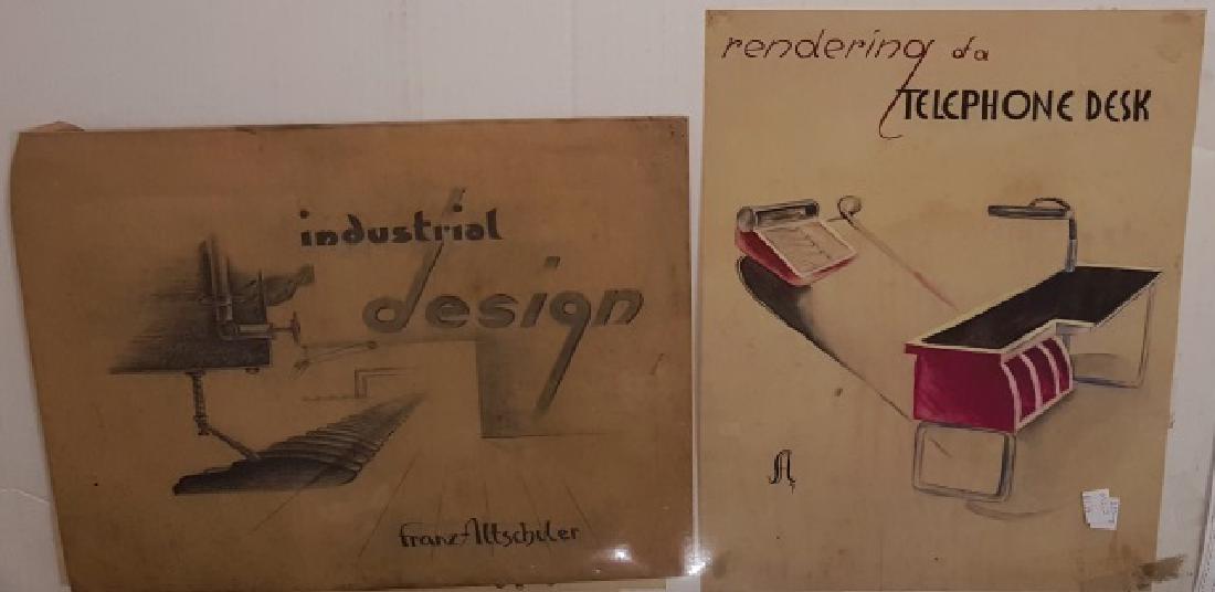 *ALTSCHULER, FRANZ: (1923-2009 American) Group of unframed industrial designs and concepts, couple signed, 1 dated 1941, approximate work size of most 12" x 14". Provenance: From the Estate of Franz Altschuler.