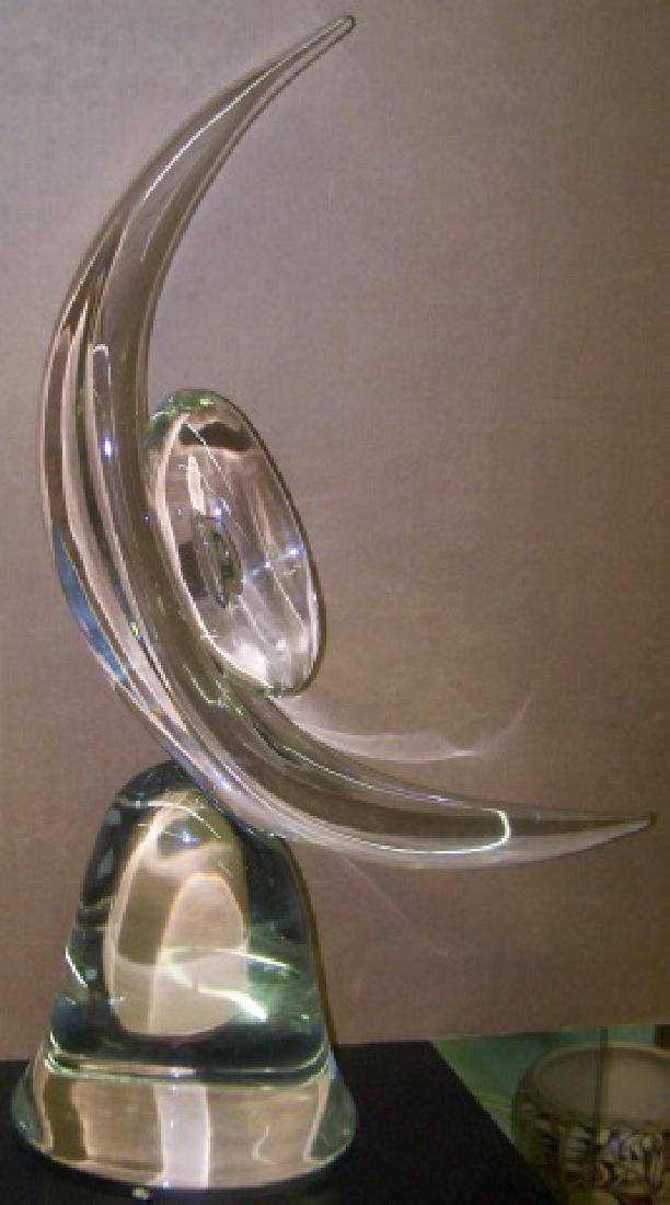 *RAFFAELI, ELIO: (Born 1936 Italian) Abstract, monumental glass sculpture, signed on bottom, approximate height 28", width 19", depth 7".