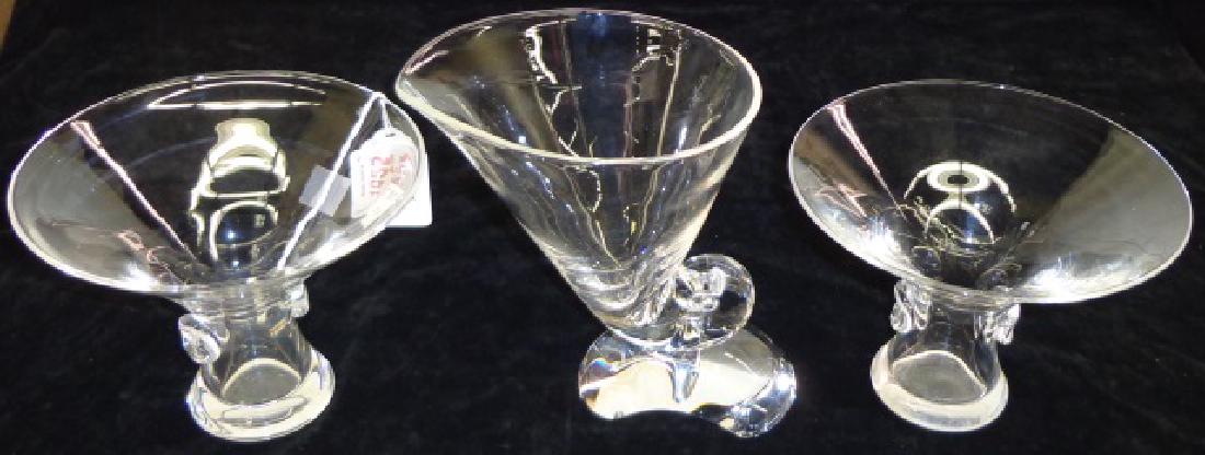 *3 STEUBEN ART GLASS FOOTED BOWLS (1 of 2)