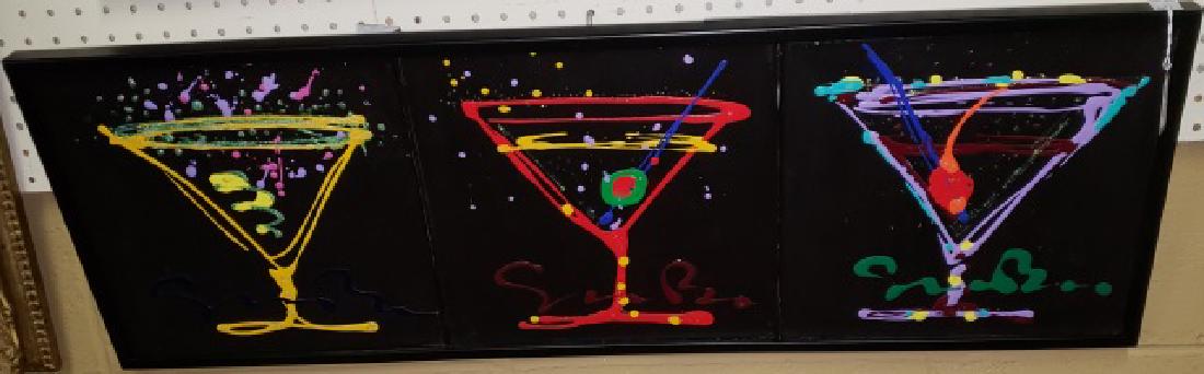 *BULL, SIMON: (Born 1956 American) 3 framed pieces in single frame, "Manhattan", "Martini", and "Lemon Drop Martini", approximate work size 12 3/4" x 37 3/4".