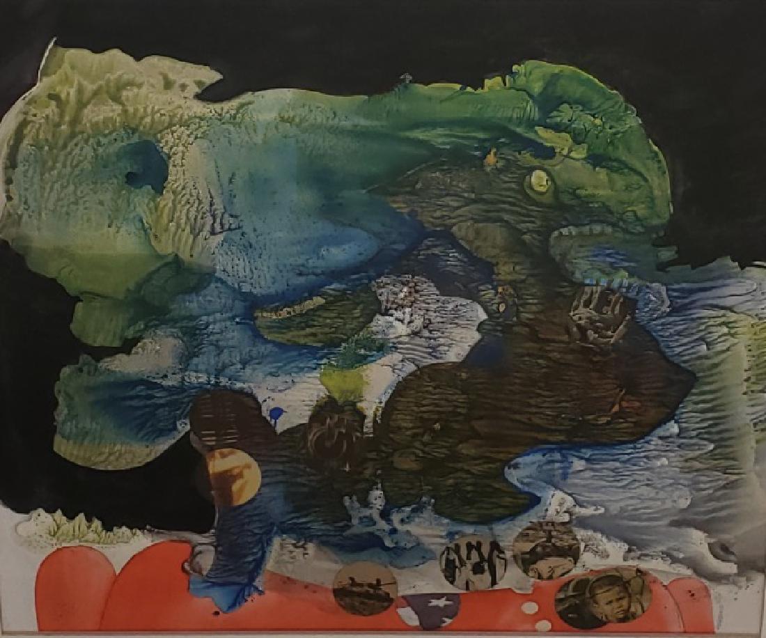 *ALTSCHULER, FRANZ: (1923-2009 American) "General, Vietnam 1969", framed mixed media consisting of acrylic, watercolor, and cut out paper collage mounted to paper, signed lower right and titled on verso, approximate work