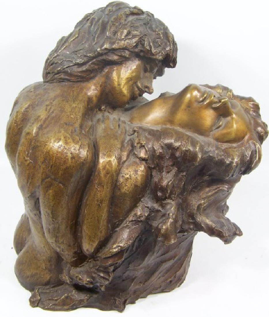 *SALMONES, VICTOR: (1937-1989 Mexican) "Amantes", bronze sculpture, marked at bottom "F. 24. V. Salmones, 4/10", approximate height 11 3/4".