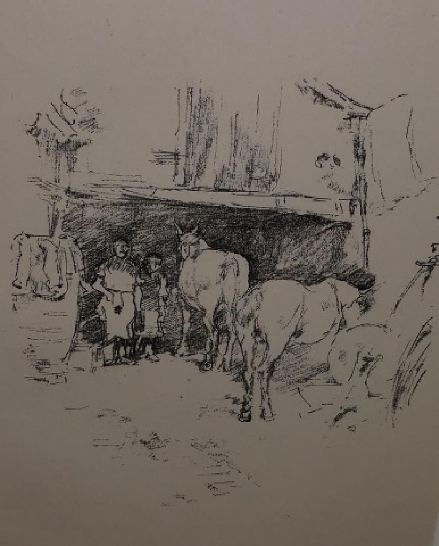 *WHISTLER, JAMES: (1834-1903 American) Blacksmith, framed lithograph, published by "The Studio" ca. 1905, with impressed publication stamp lower right margin, approximate work size by sight 9 1/2" x 7", frame 22" x 17"