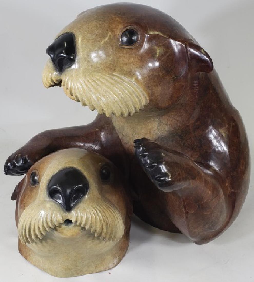 *REGAT, JACQUES & MARY: "Baptized in Water", sea otters, bronze sculpture, signed and dated 2008, numbered 10/33, approximate height 15 1/2", width 14", depth 17".