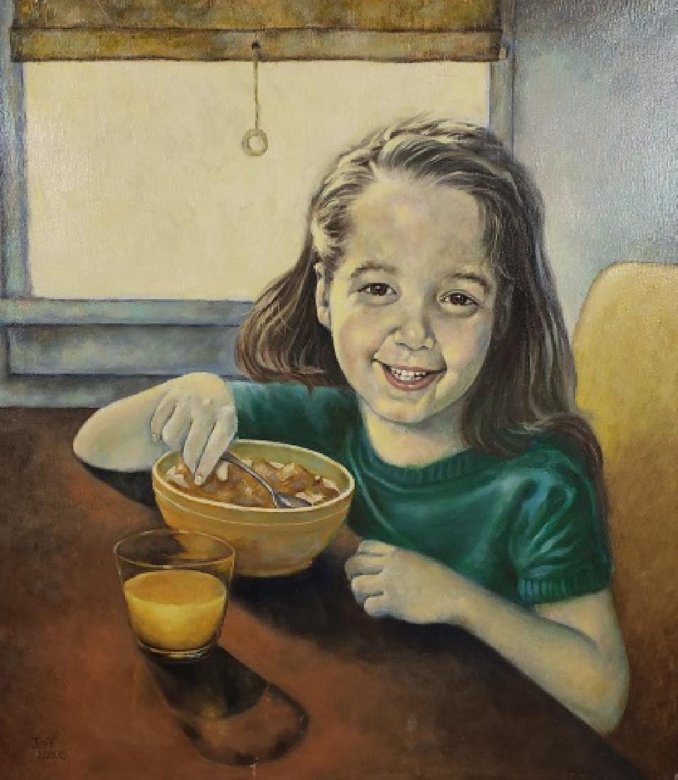 *LLOYD, JEFF: (Late 20th C. American) Portrait of a girl, unframed oil on canvas, signed lower left, approximate work size 22" x 20".