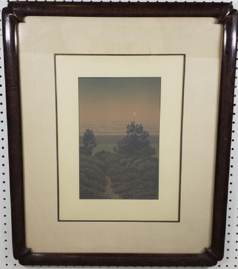 *RIVIERE, HENRI: (1864-1951 French) Landscape, framed colored lithograph, artist name in plate, artist monogram lower right plate, approximate work size 13 3/4" x 8 3/4", total paper size 18 3/4" x 13 1/2", frame 29 1