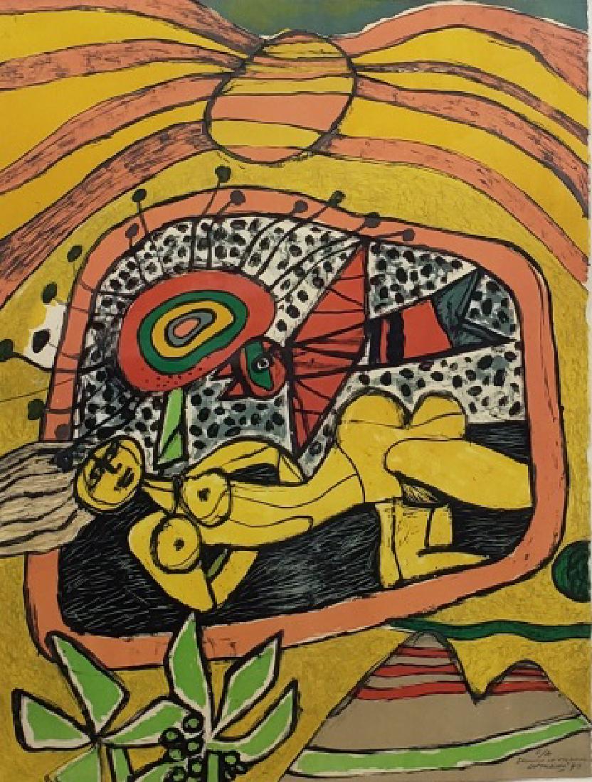 *CORNEILLE, GUILLAUME: (1922-2010 French) "Femme", framed colored lithograph, signed and dated lower right, approximate work size 26" x 19 3/8", frame 34" x 27 1/2".