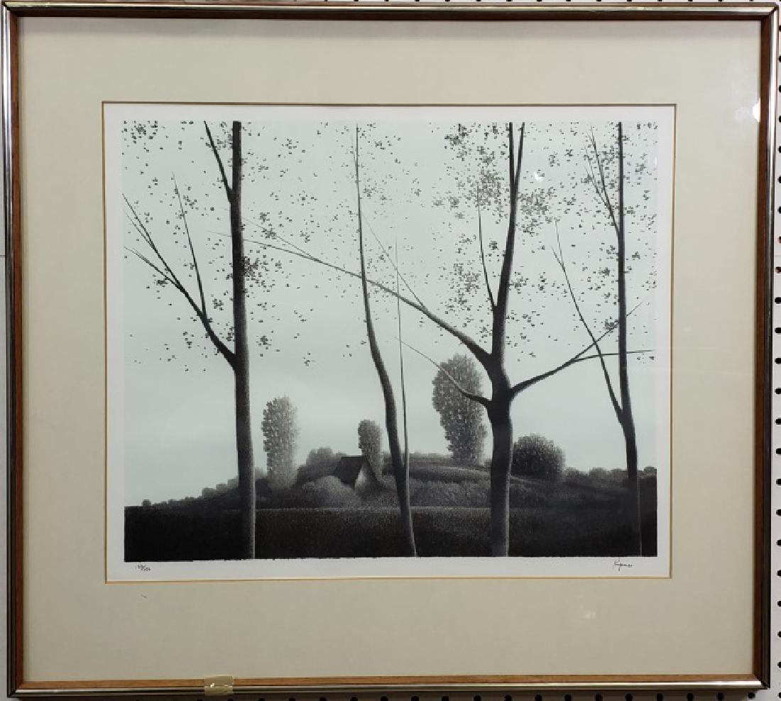 *KIPNISS, ROBERT: (Born 1931 American) "Trees and Beyond", framed colored lithograph on paper, signed lower right, numbered from edition of 150 lower left, has label from the Merrill Chase Galleries on the verso, appro