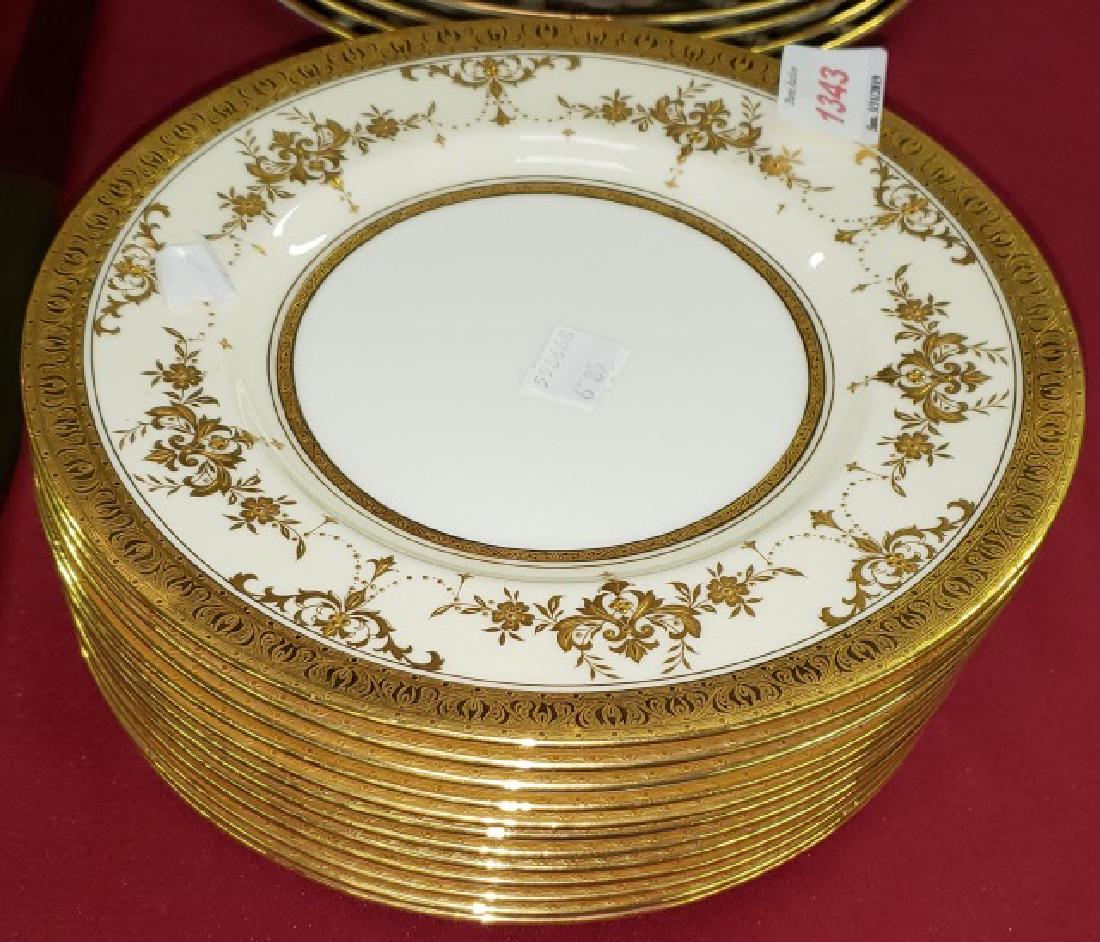 12 MINTON SALAD PLATES: With gilt highlighting.