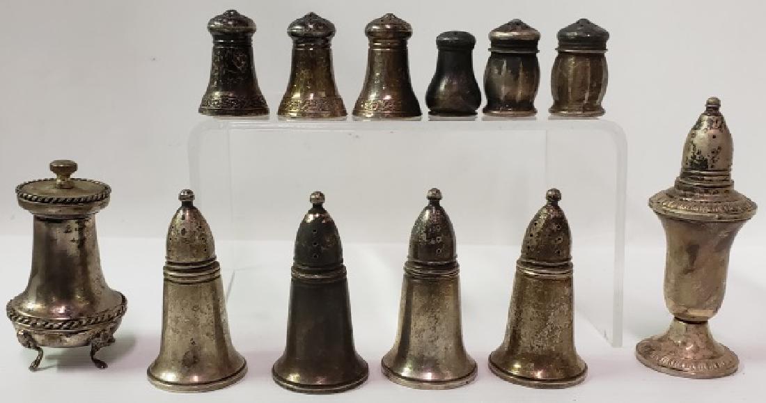 *12 SILVER SHAKERS: 11 sterling silver and 1 .800.