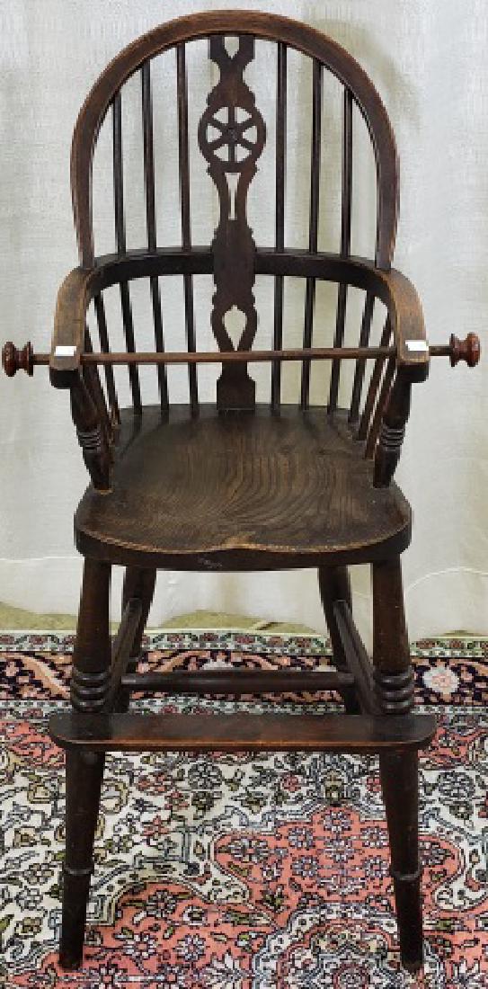 *COUNTRY STYLE HIGH CHAIR: With spindle back, approximate height 36 1/2".