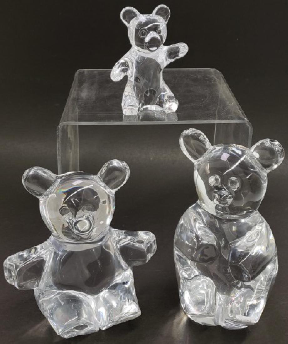 *3 ART GLASS FIGURES: Etch mark "Daum, France". CONDITION: Good. Estimate $ 100-150