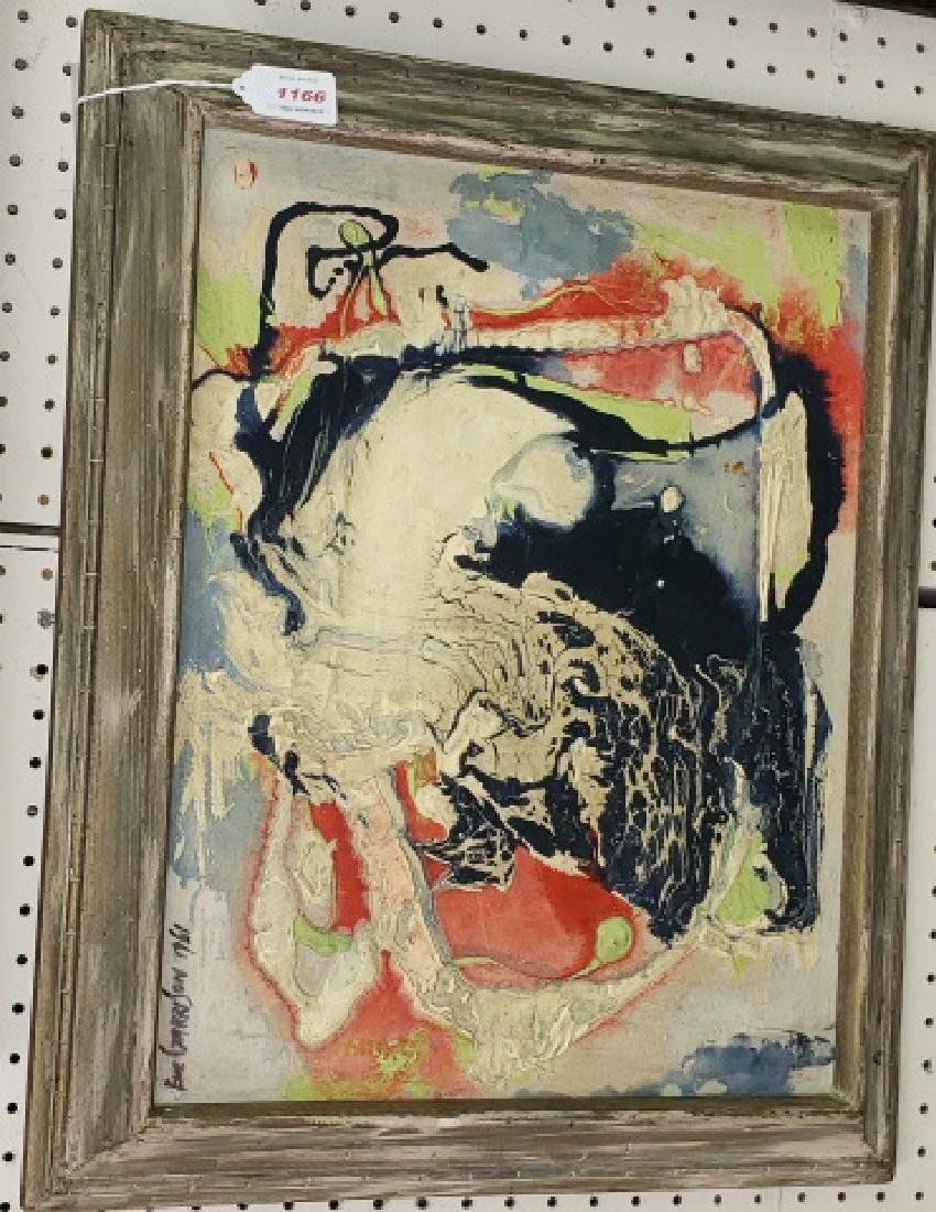 *GARRISON, EVE: (20th C. American) Abstract, framed oil on canvas, signed and dated 1961 upper left, approximately 16" x 20", with frame 20" x 24".