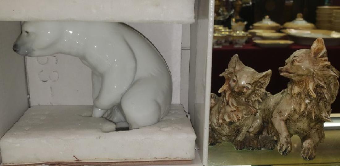 *2 PIECES: Borsato figure of 2 dogs, approximate height 4", and Polar Bear #1208, height 4".