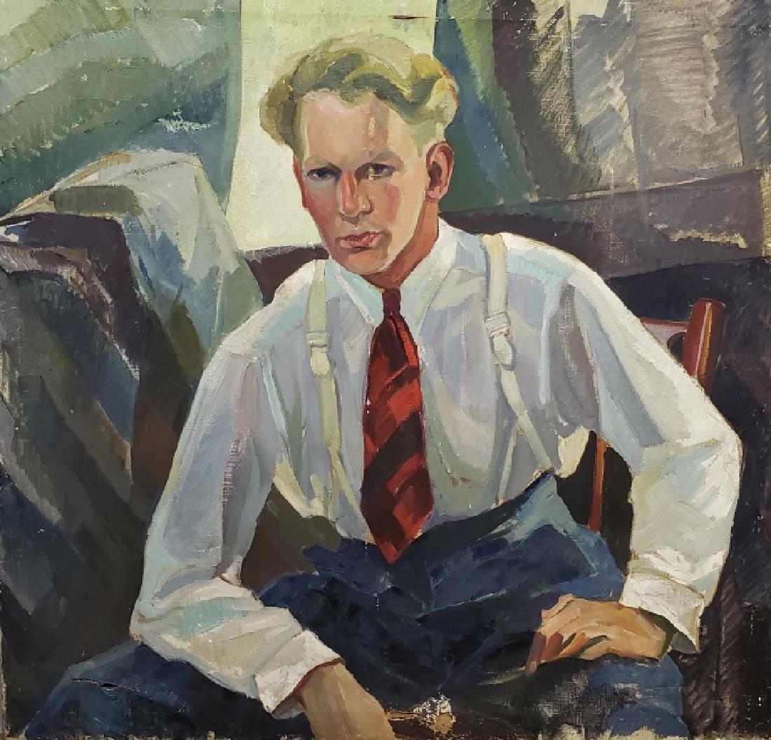 FORD, RUTH: (1890-1980 American) Portrait of man, unframed oil on canvas, provenance: originally from the Aurora College, approximately 38" x 40".