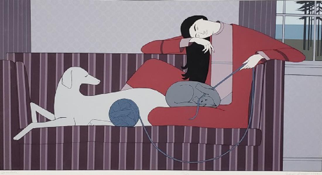 *BARNET, WILL: (1911-2012 American) "Interlude", unframed serigraph, signed and dated 1982 lower right, numbered from edition of 250 bottom center margin, published by Charles Cardinale Fine Creations Inc., has prin