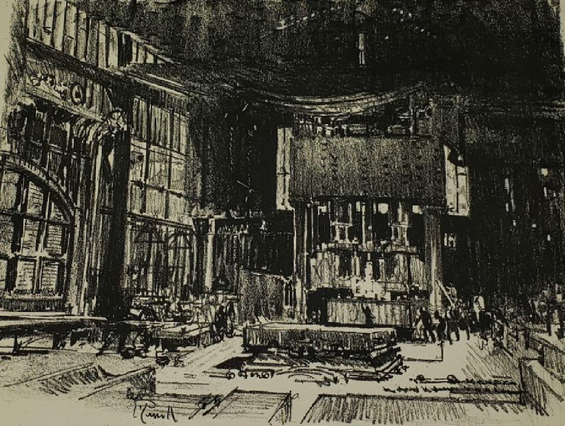 *PENNELL, JOSEPH: (1860-1926 American) Factory, unframed lithograph, handsigned in pencil bottom center, approximate work size 18 3/4" x 24".