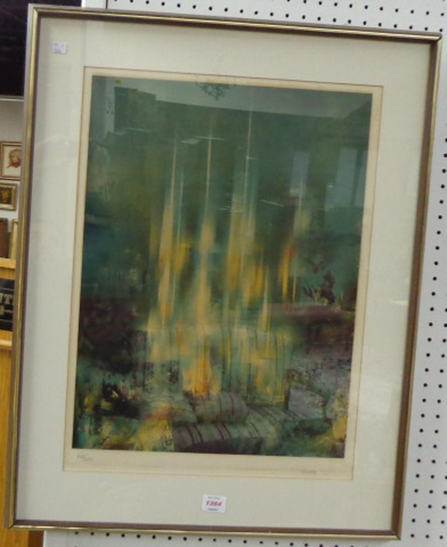 *NIERMAN, LEONARDO: (Born 1936 Mexican) Abstract, framed lithograph, handsigned in pencil, numbered from edition of 250 lower left.