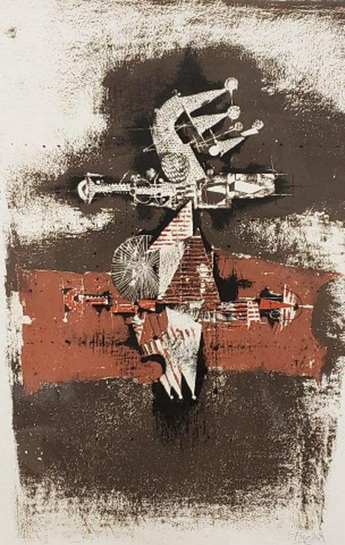 FRIEDLAENDER, JOHNNY: (1912-1992 German/French) "Sao Paolo", unframed lithograph, signed lower right, numbered 128/275, paper size approximately 35 3/8" x 24".