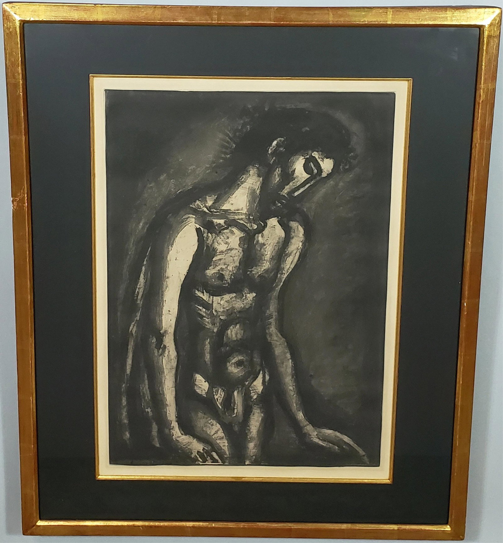 *ROUAULT, GEORGE: (1871-1958 French) "He was Oppressed and He was Afflicted, Yet He Opened Not His Mouth", framed heliogravure with etching, ca. 1923-1924, having artist name with date lower left, approximately 22 3/4"