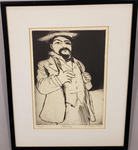 *CHAFETZ, SIDNEY: (1922-2013 American) "Debussy", framed etching, signed lower right, numbered from edition of 250 lower left, approximately 12" x 8", with frame 18 1/2" x 14 1/2".