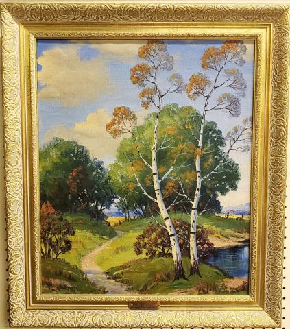 *FREDERICKS, ERNEST: (1887-1959 American) "Landscape of Winchester, Virginia", framed oil on canvas, signed lower left, approximately 24" x 20", with frame 30" x 26".