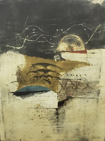 *FRIEDLAENDER, JOHNNY: (1912-1992 German) Abstract, framed etching, signed lower right, numbered from edition of 95 lower left, approximately 29 1/2" x 22", with frame 34" x 26".