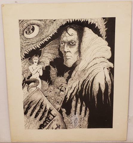 *BROECKER, RANDY: (20th C. American) Original illustration depicting figures, ink and tempera on Crescent illustration board, signed and dated 1993 lower right, approximately 15" x 12 1/2".