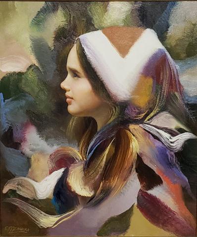 FRANCISCO MASSERIA ORIGINAL OIL PAINTING: Francisco Masseria (1926-2002 Argentinian), "Gina", framed oil on canvas, signed lower left, approximately 21 3/8" x 18 3/8", with frame 29" x 25".