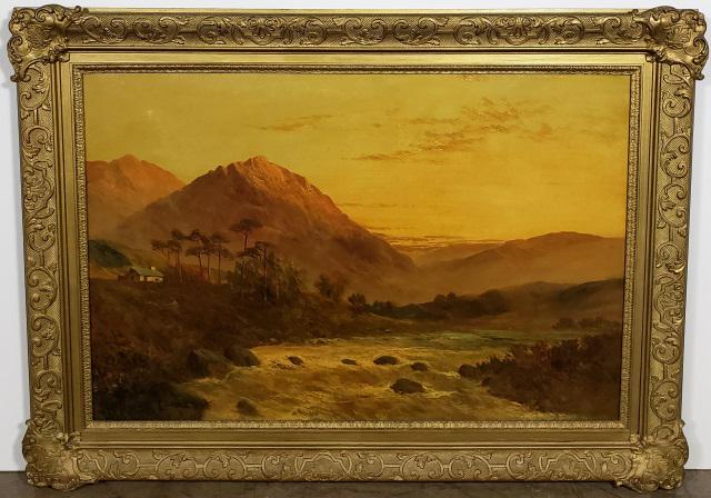 *CAMPBELL SCOTT ORIGINAL OIL PAINTING: Campbell Scott (1930-2013 English), "Falls North Wales", framed oil on canvas, signed lower left, approximately 24" x 36", with frame 32" x 44".