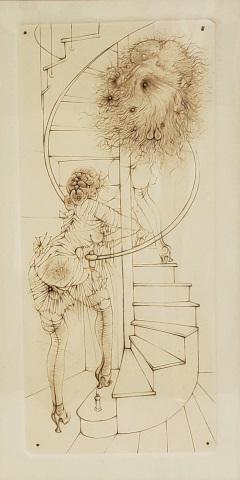 *HANS BELLMER ORIGINAL PLATE: Hans Bellmer (1902-1975 German), plate from "Madame Edwarda" series, restrike pulled from artist-punched plate, has label from Ferdinand Rotoen Galleries of Baltimore Maryland, approximately 7 1/4" x