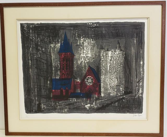 *JOHN PIPER ORIGINAL SERIGRAPH: John Piper (1903-1992 English), church, framed serigraph, signed in pencil lower right margin, numbered from edition of 70 lower left, approximately 19" x 25", with frame 28" x 33".