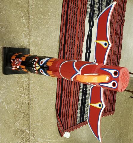 *CONTEMPORARY EAGLE TOTEM POLE: Wooden totem pole, approximate height 43 1/4".