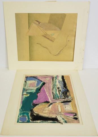 *2 UNFRAMED WORKS: Pencil drawing by Emilio Ambasz, signed lower right, signed and dated 1979 on verso, approximately 21" x 17 1/2", and intaglio etching by unknown artist depicting abstract, 21" x 16 1/2".