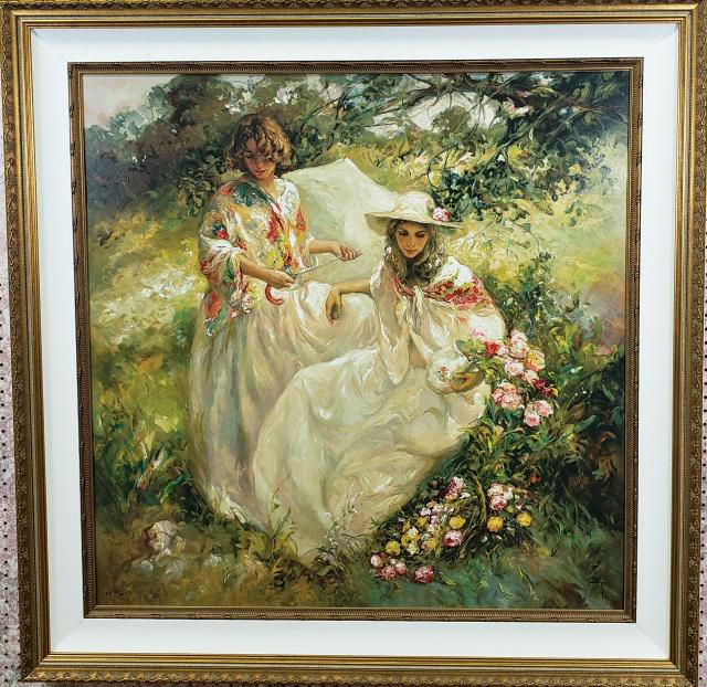 *JOSE ROYO ORIGINAL SERIGRAPH: Jose Royo (1945- Spanish), "En el Campo", framed serigraph on board, signed lower right, numbered AP 23/38 lower left, approximately 39 1/2" x 39 1/2", with frame 49" x 49".