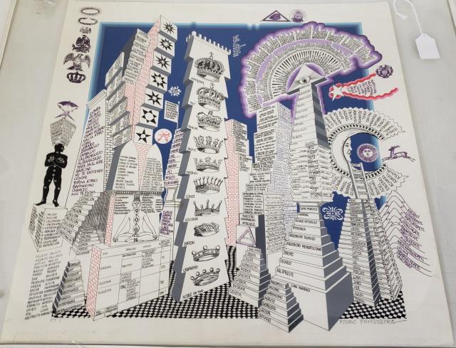 *PEDRO FRIEDEBERG ORIGINAL SERIGRAPH: Pedro Friedeberg (1937- Mexican/American), abstract, unframed serigraph, signed in pencil lower right, unknown notation lower left, approximately 23 1/2" x 23 1/2".