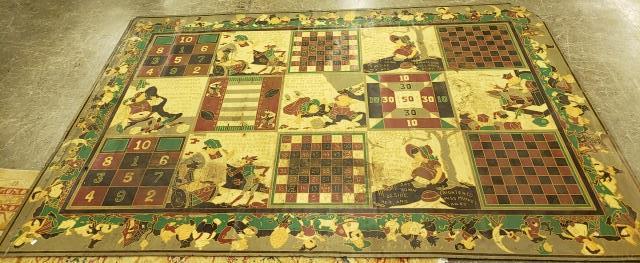 LINOLEUM FLOOR COVERING: Children's poems, game boards, etc., approximately 6' x 9'.