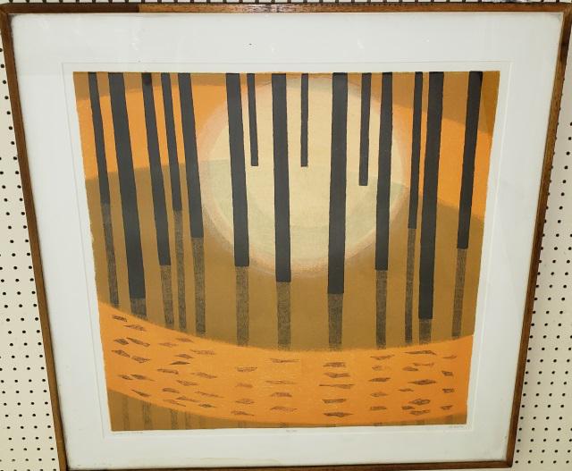 *MARGO HOFF ORIGINAL COLORED LITHOGRAPH: Margo Hoff (1912-2008 American), "Sundown Island", framed colored lithograph, signed lower right, numbered from edition of 100 bottom center, approximately 26" x 26", with frame 34" x 34".