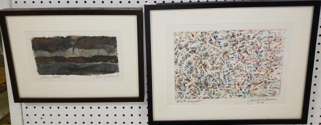 *2 GERALD RICHMAN ORIGINAL WORKS: "Stormy Weather" and "White Summer", frames approximately 11" x 15" and 14 1/2" x 18 1/2".