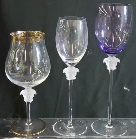 *3 ROSENTHAL VERSACE STEMS: 3 pieces misc. stemware "Medusa Lumiere"