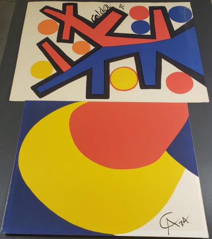 *2 LITHOGRAPHS AFTER ALEXANDER CALDER: 1 lithograph dated 1972, approximately 32" x 23", and lithograph on cardboard, 20" x 26".