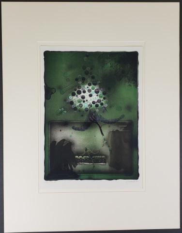 *UNKNOWN ARTIST COLORED LITHOGRAPH: Unknown Artist, "Strom Edgar Allan Poe", unframed colored lithograph, signed indistinctly and dated lower right, numbered from edition of 31 bottom center, approximately 22 1/2" x 16 1/4".