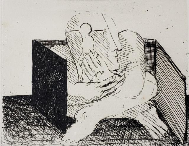 *HORST ANTES ORIGINAL ETCHING: Horst Antes (1936- German), abstracted figures, etching, approximately 4 3/4" x 6", total sheet size 10" x 13".